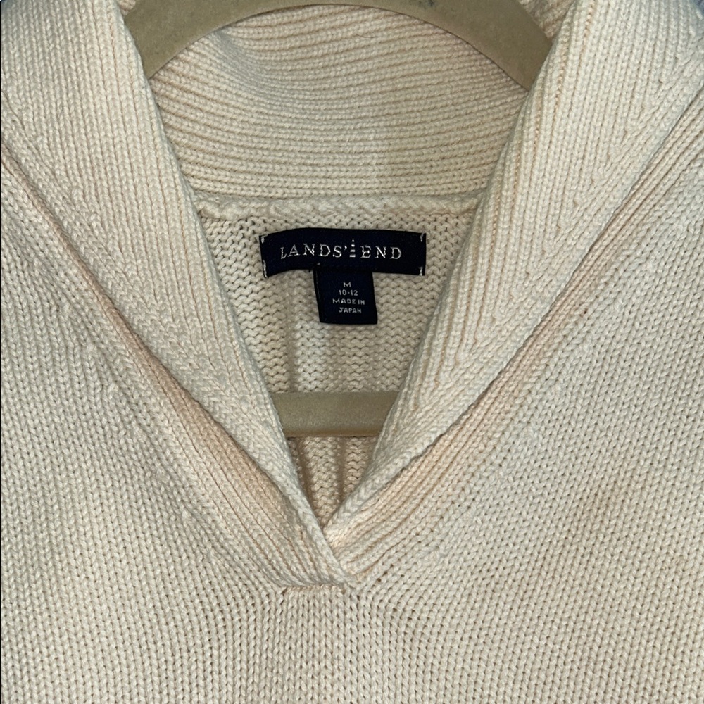 Lands' End Women’s V-Neck Cream Sweater - Picture 5 of 5